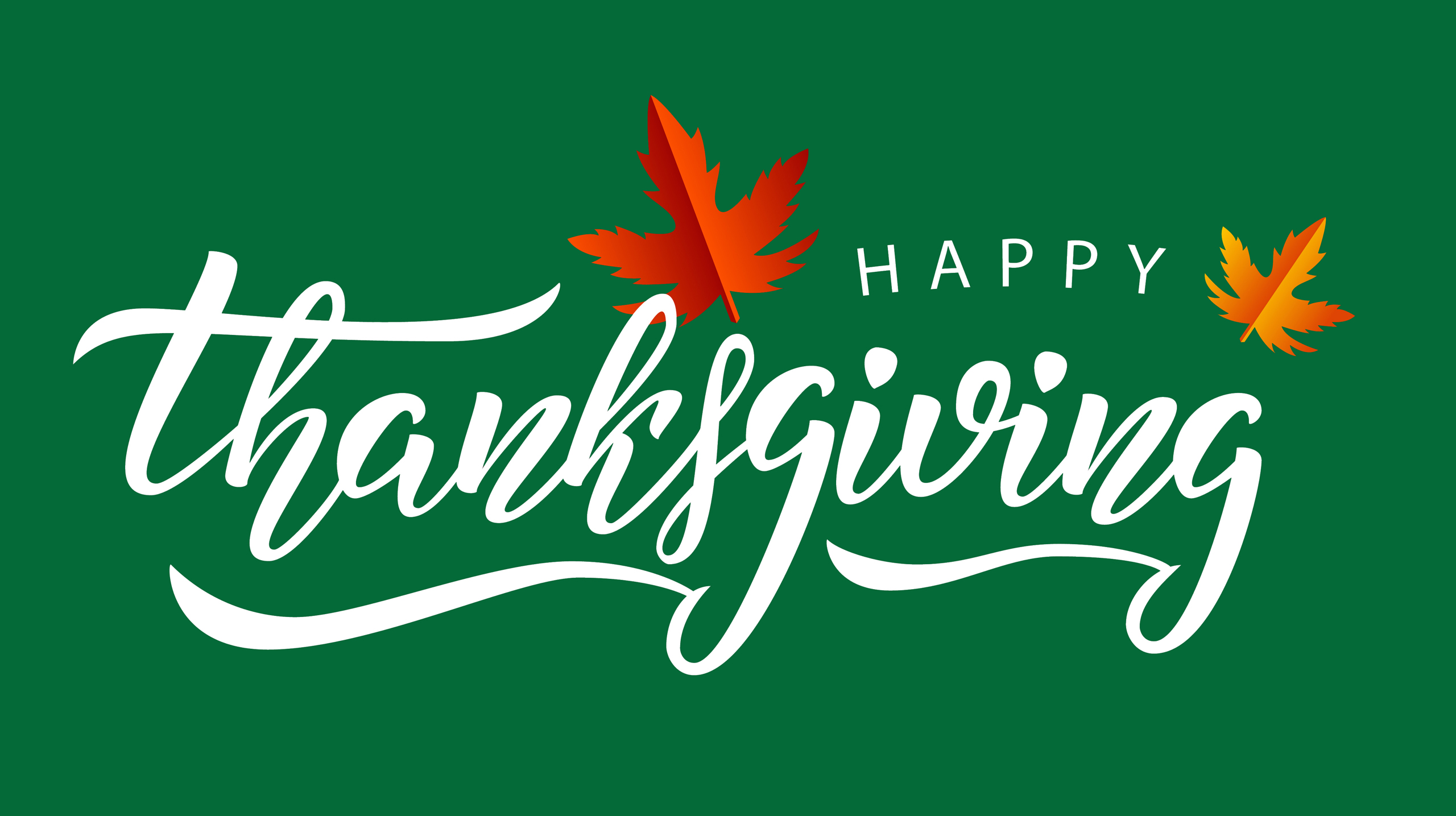 Happy Thanksgiving words with leaf