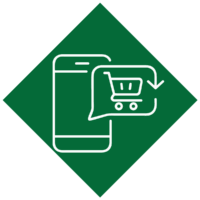 Icon of mobile phone with merchandise order